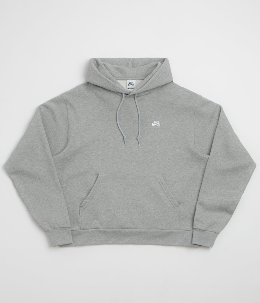 Nike SB Essential Small Logo Hoodie - Dark Grey Heather / White