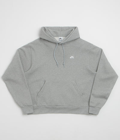 Nike SB Essential Small Logo Hoodie - Dark Grey Heather / White