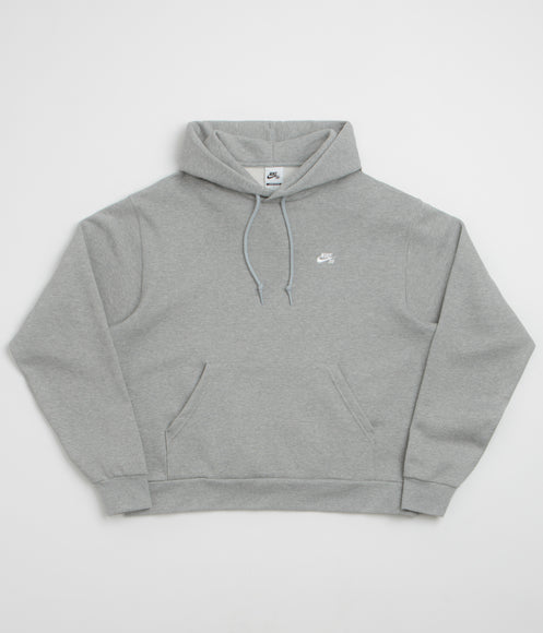 Nike SB Essential Small Logo Hoodie - Dark Grey Heather / White