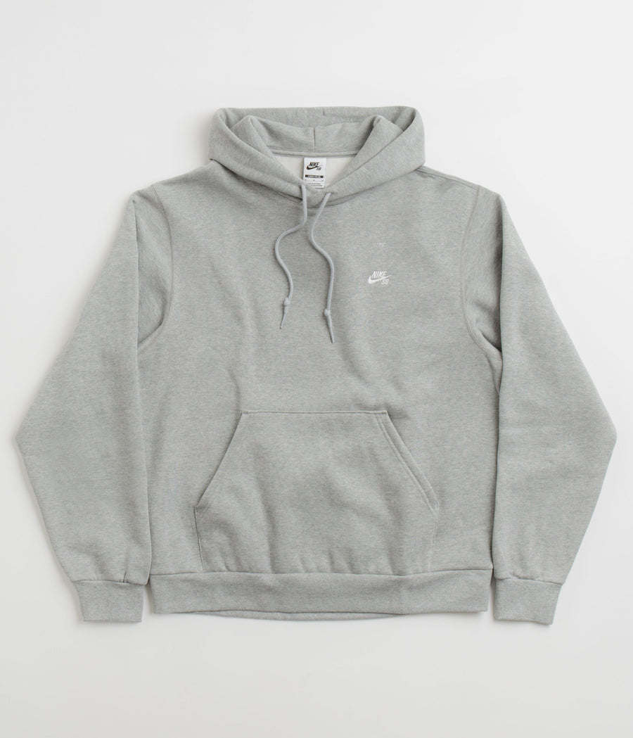 Nike SB Essential Small Logo Hoodie in Dark Grey Heather and White