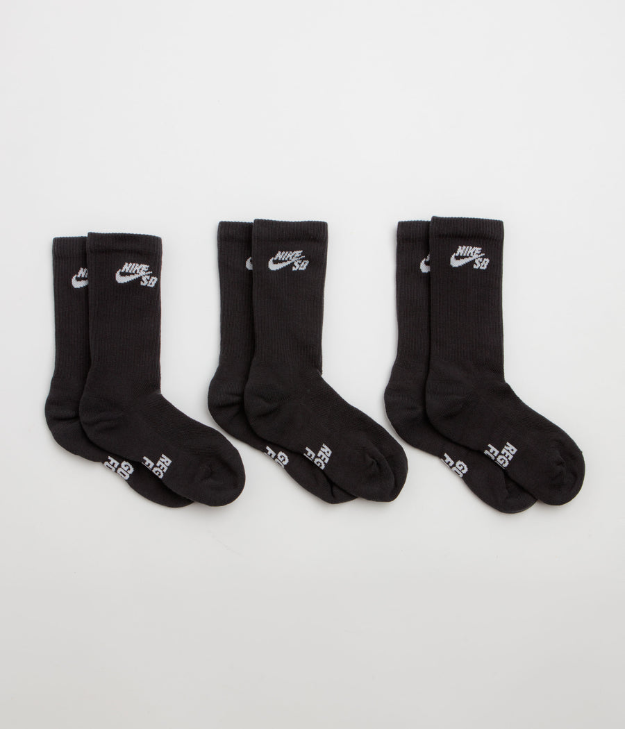 Nike SB Everyday Elevated Socks (3 Pack) - Black / White