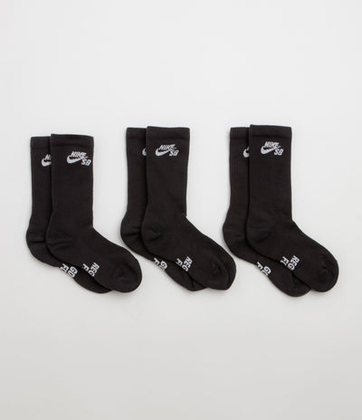 Nike SB Everyday Elevated Socks (3 Pack) - Black / White