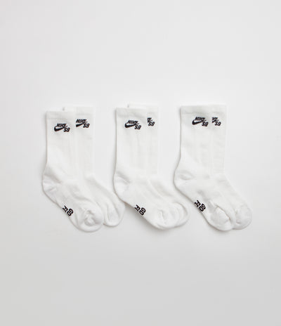 Nike SB Everyday Elevated Socks (3 Pack) - White / Black