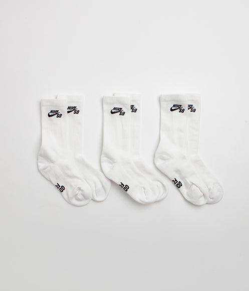 Nike SB Everyday Elevated Socks (3 Pack) - White / Black