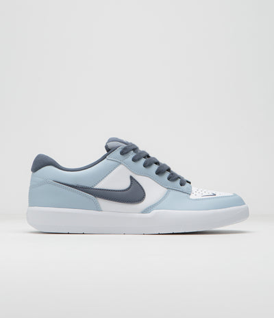 Nike SB Force 58 Premium Shoes in White and Thunder Blue and White - Ashen Slate