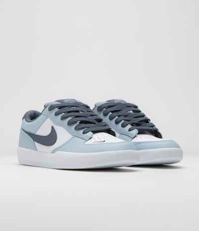 Nike SB Force 58 Premium Shoes in White and Thunder Blue and White - Ashen Slate