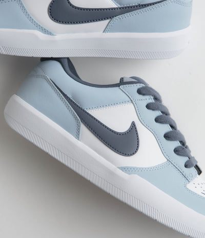 Nike SB Force 58 Premium Shoes in White and Thunder Blue and White - Ashen Slate
