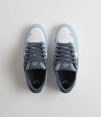 Nike SB Force 58 Premium Shoes in White and Thunder Blue and White - Ashen Slate