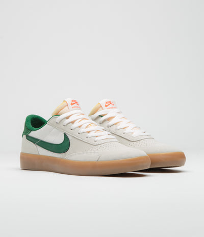 Nike SB Heritage Vulc Shoes in Sail and Gorge Green and Sail - Safety Orange