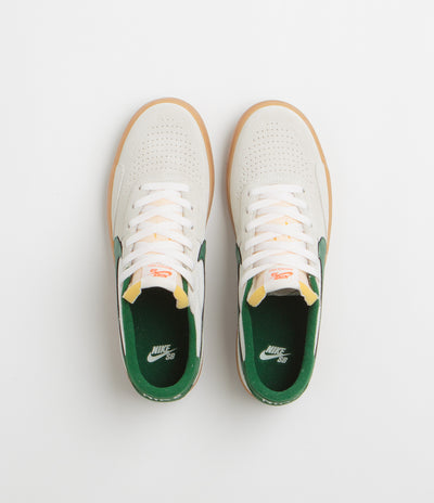 Nike SB Heritage Vulc Shoes in Sail and Gorge Green and Sail - Safety Orange