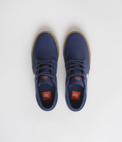 Nike SB Orange Label Janoski OG+ Shoes - Navy / White - Navy - Gum Light Brown