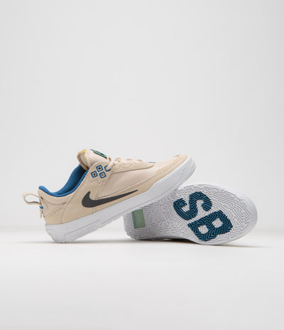 Nike SB Kids Day One Shoes in Sanddrift and Black and Court Blue - Bicoastal