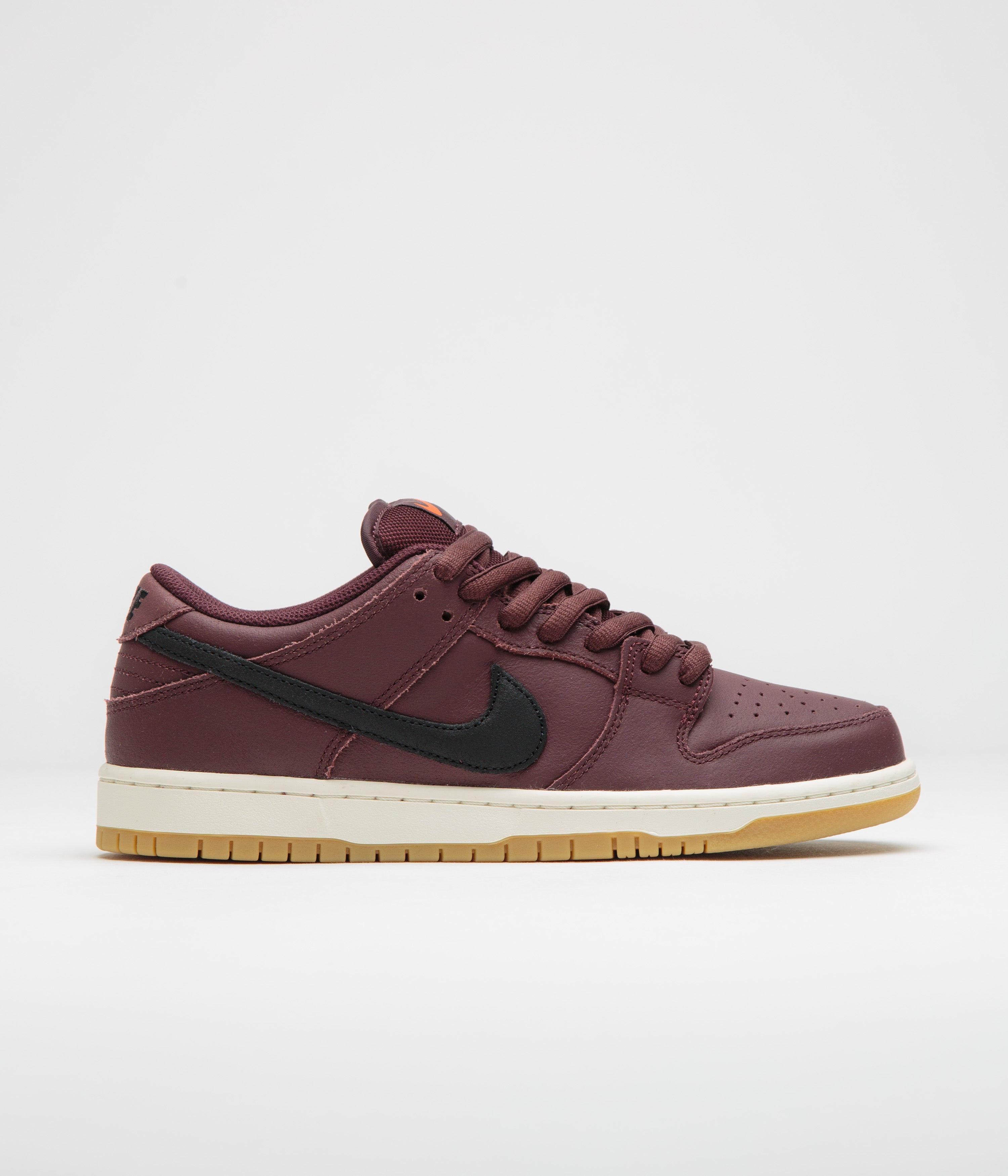 Nike SB Orange Label Dunk Low Pro Shoes - Burgundy Crush / Black - Mystic Dates - Sail