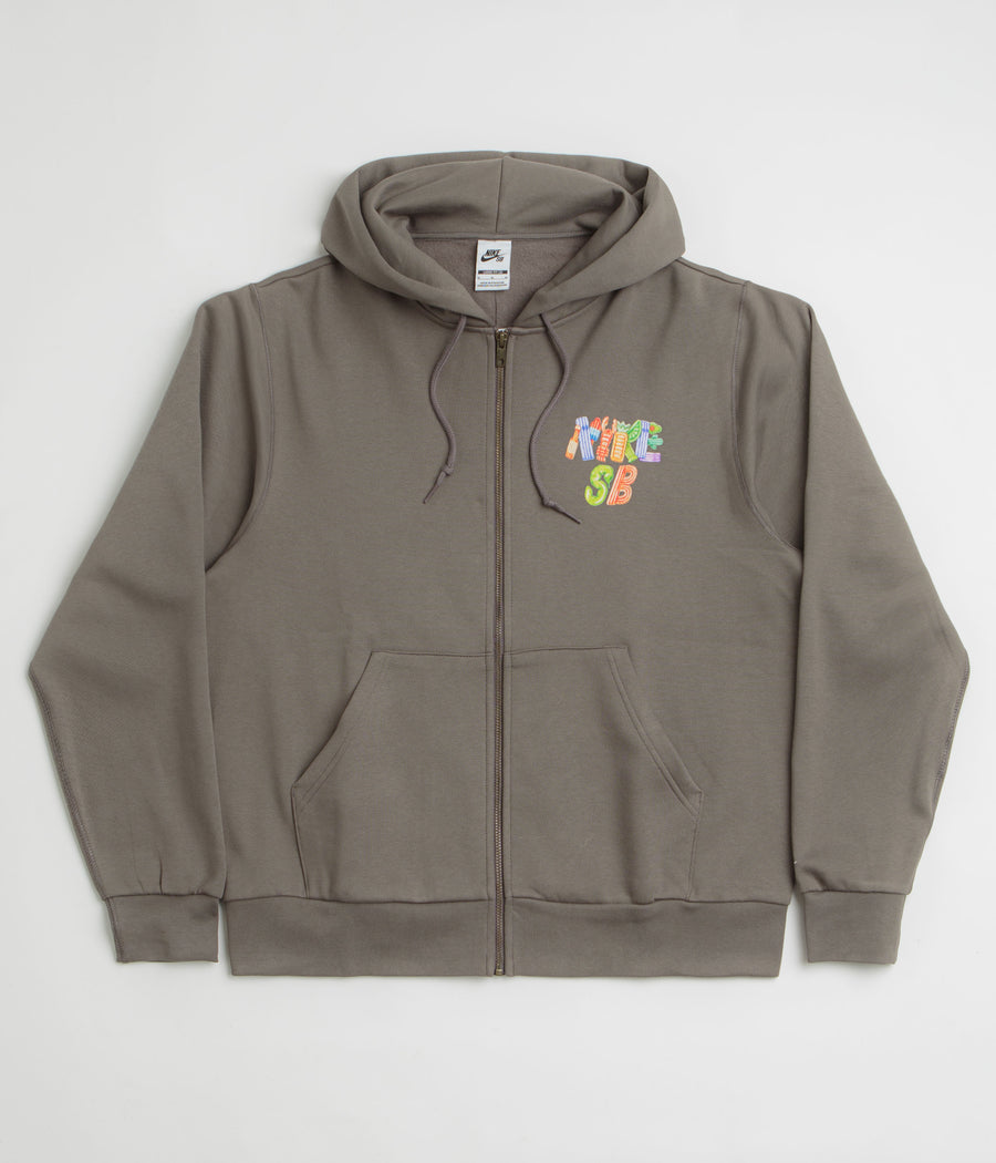 Nike SB Pool Airs Full Zip Hoodie in Cave Stone and White