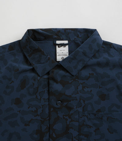Nike SB Print Bowler Short Sleeve Shirt in Midnight Navy