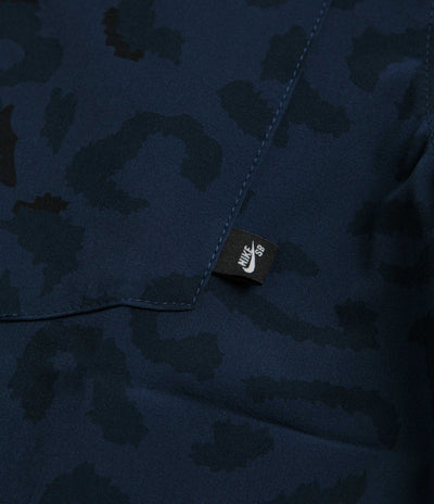 Nike SB Print Bowler Short Sleeve Shirt in Midnight Navy
