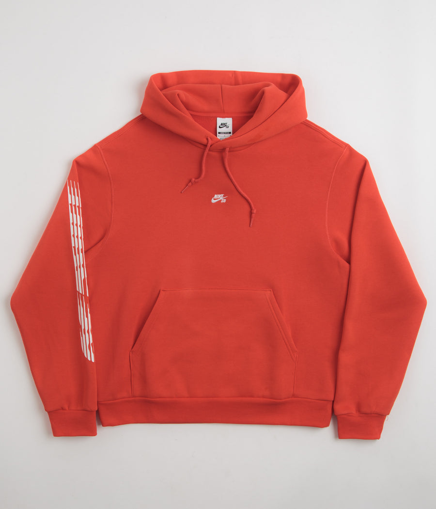 Nike SB Sleeve Graphic Hoodie in Light Crimson and White