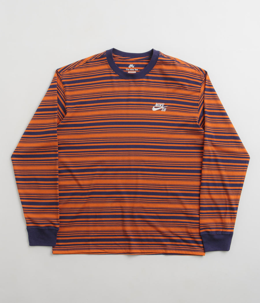 Nike SB Stripe Long Sleeve T-Shirt - Purple Ink / Campfire Orange