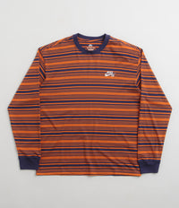 Nike SB Stripe Long Sleeve T-Shirt - Purple Ink / Campfire Orange