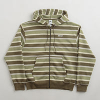 Nike SB Striped Full Zip Hoodie in Coconut Milk and Oil Green / White thumbnail