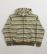 Nike SB Striped Full Zip Hoodie in Coconut Milk and Oil Green / White