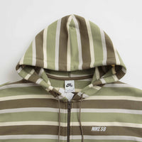 Nike SB Striped Full Zip Hoodie in Coconut Milk and Oil Green / White thumbnail