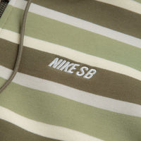 Nike SB Striped Full Zip Hoodie in Coconut Milk and Oil Green / White thumbnail