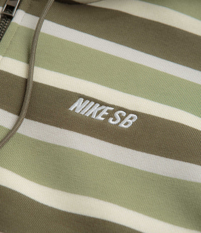 Nike SB Striped Full Zip Hoodie in Coconut Milk and Oil Green / White