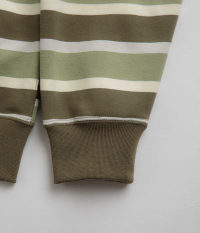 Nike SB Striped Full Zip Hoodie in Coconut Milk and Oil Green / White