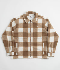 Nike SB STRTDYMRN Shirt Jacket in Sail and Mosswood Brown / White