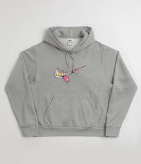 Nike SB Swoosh Grill Hoodie in Dark Grey Heather and White