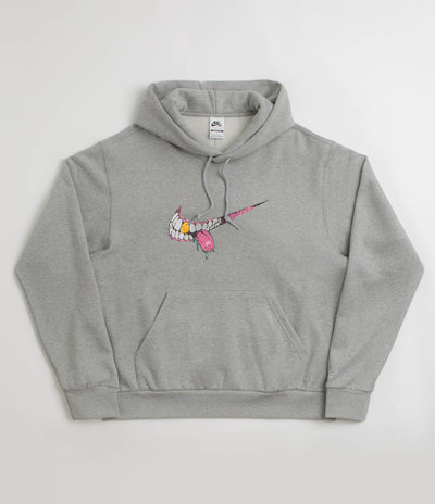Nike SB Swoosh Grill Hoodie - Dark Grey Heather / White