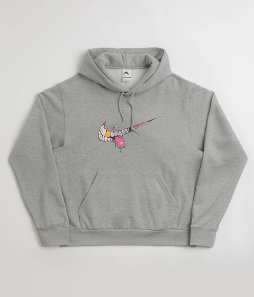Nike SB Swoosh Grill Hoodie - Dark Grey Heather / White