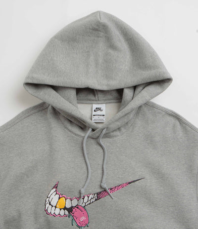 Nike SB Swoosh Grill Hoodie - Dark Grey Heather / White