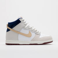 Nike SB x Beyond Dunk High Pro Shoes in White and Ivory and Sand Dune - Blue Void thumbnail
