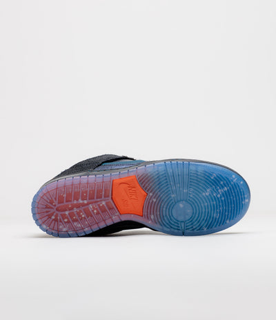 Nike SB x Bluetile Dunk Low Pro Shoes in Black and Marina and White - Campfire Orange