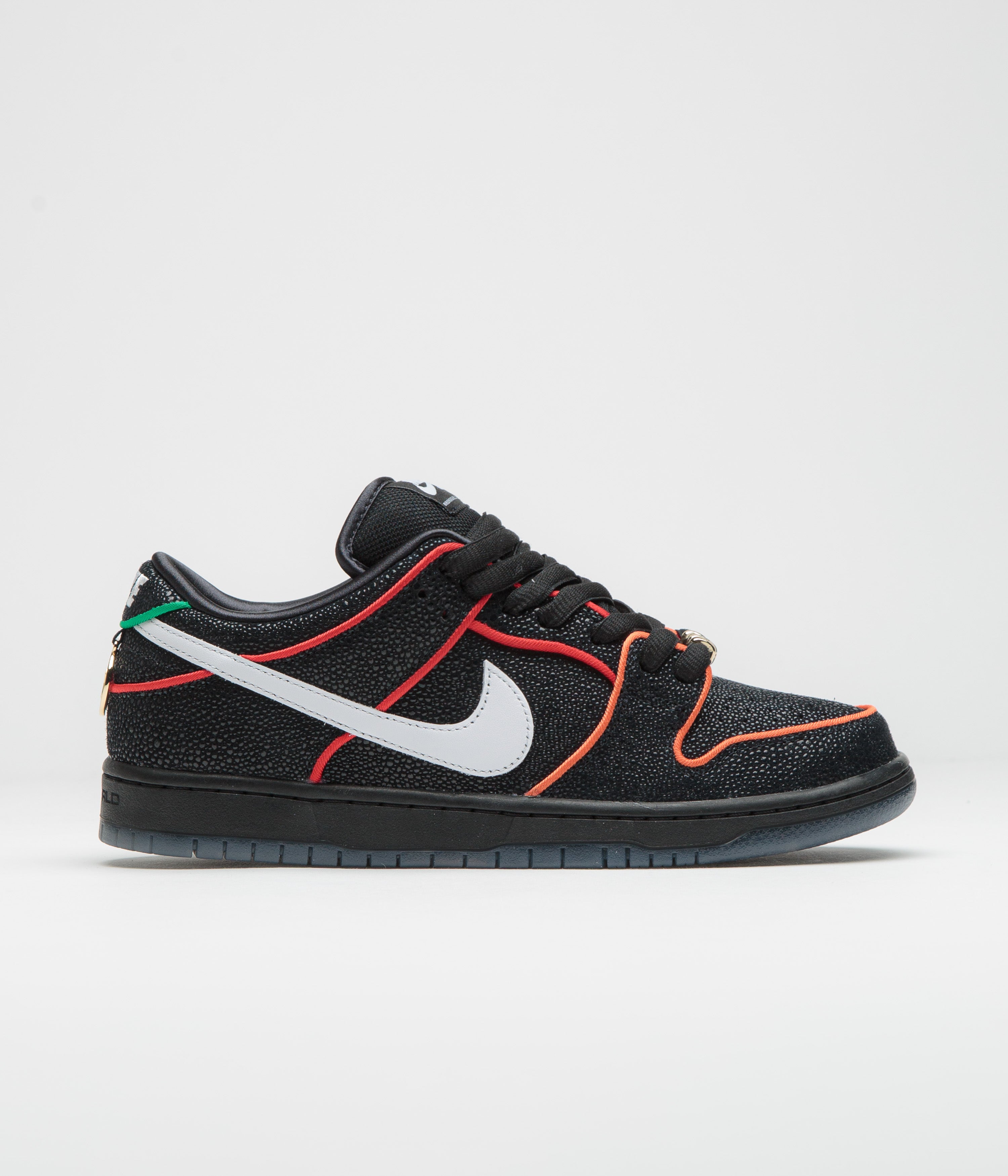 Nike SB x Bronx Girls Skate Dunk Low Pro Shoes - Black / White - Challenge Red - Total Orange