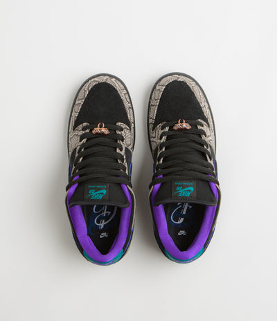 Nike SB x Dashawn Jordan Dunk Low Pro Shoes - String / Black - Bright Spruce - Fierce Purple