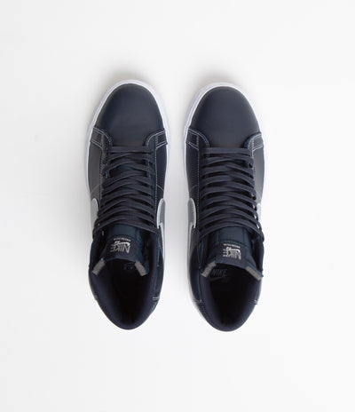 Nike SB Blazer Mid Shoes - Blackened Blue / Wolf Grey - Blackened Blue