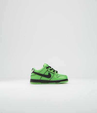 Nike SB x Powerpuff Girls Dunk Low Pro 'Buttercup' (Toddler) Shoes in Mean Green and Black and Mean Green - Lotus Pink
