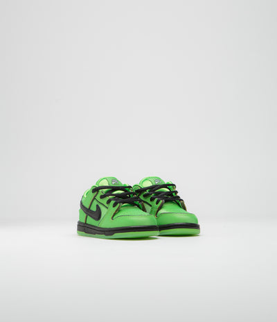 Nike SB x Powerpuff Girls Dunk Low Pro 'Buttercup' (Toddler) Shoes in Mean Green and Black and Mean Green - Lotus Pink