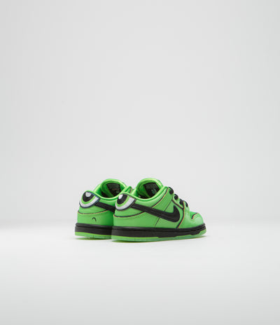 Nike SB x Powerpuff Girls Dunk Low Pro 'Buttercup' (Toddler) Shoes in Mean Green and Black and Mean Green - Lotus Pink