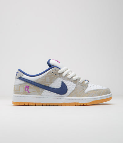 Nike SB x Rayssa Leal Dunk Low Premium Shoes in Pure Platinum and Deep Royal Blue
