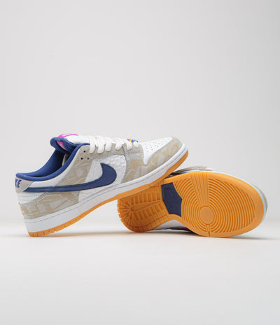 Nike SB x Rayssa Leal Dunk Low Premium Shoes in Pure Platinum and Deep Royal Blue