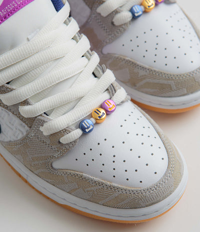 Nike SB x Rayssa Leal Dunk Low Premium Shoes in Pure Platinum and Deep Royal Blue