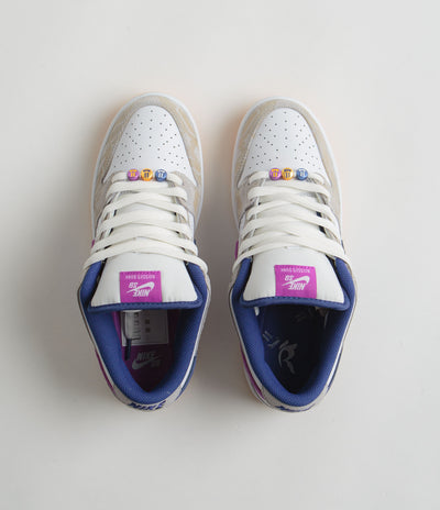 Nike SB x Rayssa Leal Dunk Low Premium Shoes in Pure Platinum and Deep Royal Blue