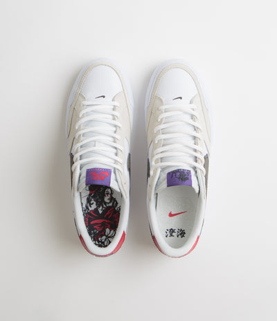 Nike SB x Sky Brown Pogo Plus Shoes in Sail and White and Gym Red - Black