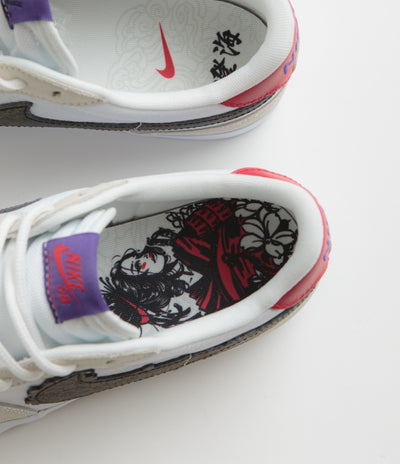 Nike SB x Sky Brown Pogo Plus Shoes in Sail and White and Gym Red - Black