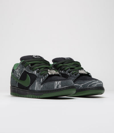 Nike SB x There Skateboards Dunk Low Shoes in Black and Gorge Green and Summit White