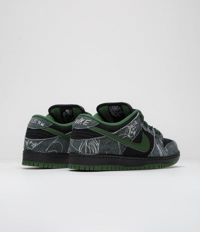 Nike SB x There Skateboards Dunk Low Shoes in Black and Gorge Green and Summit White